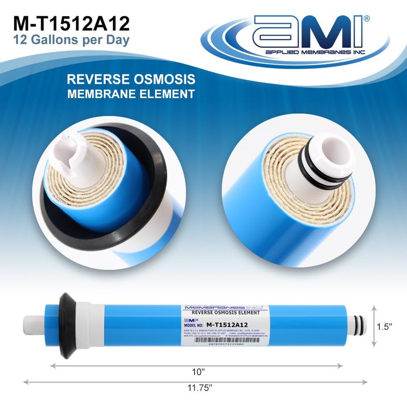 APPLIED MEMBRANES INC. 12 GPD Reverse Osmosis Membrane | RO Membrane Water Filter Replacement for Reverse Osmosis Water Filtration System | 1.5â€ x 12â€ Universal Compatibility | Made in USA - Image 2